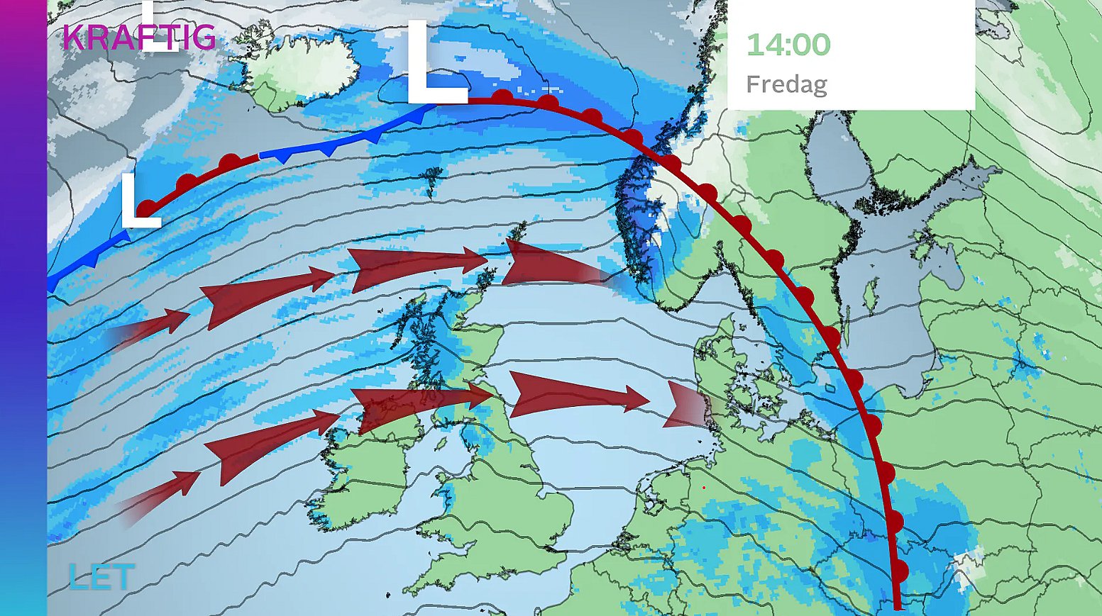 Prognose fredag klokken 14.00.