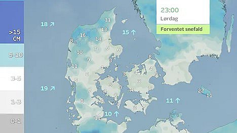 I forbindelse med ugens mange snebyger kan der stedvis falde over 10 centimeter sne frem mod næste lørdag.