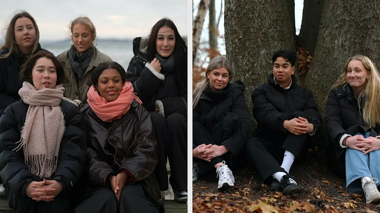 Kwamie Liv skulle vælge mellem grupper DiVERSE (til venstre) og Lav Sol (til højre). DiVERSE består af de fem piger af Azra Hamid på 19 år, Josephine Lykke Andersen på 22 år, Angelina Raldorf på 18 år, Aisha Erbas på 19 år, og Esther Duncan på 18 år. Lav Sol består af vennerne Eli