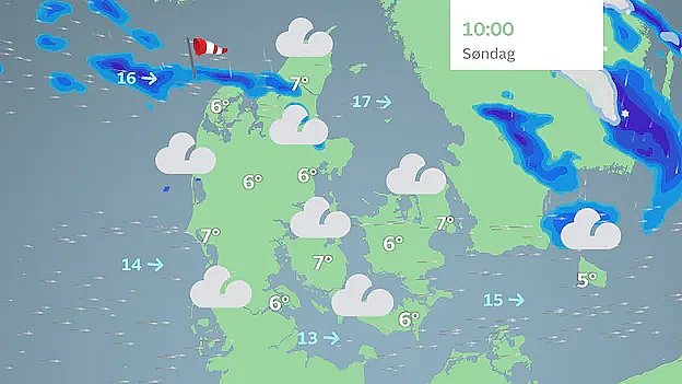 Prognose for søndag klokken 10.
