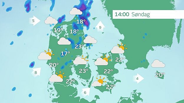 Regnvejret, der kommer ind fra Nordsøen, kan ende med skybrud i det nordlige Jylland.