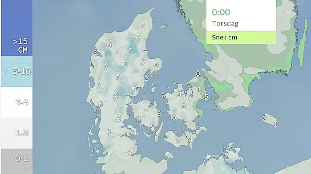 Akkumulere sne i løbet af onsdagen.