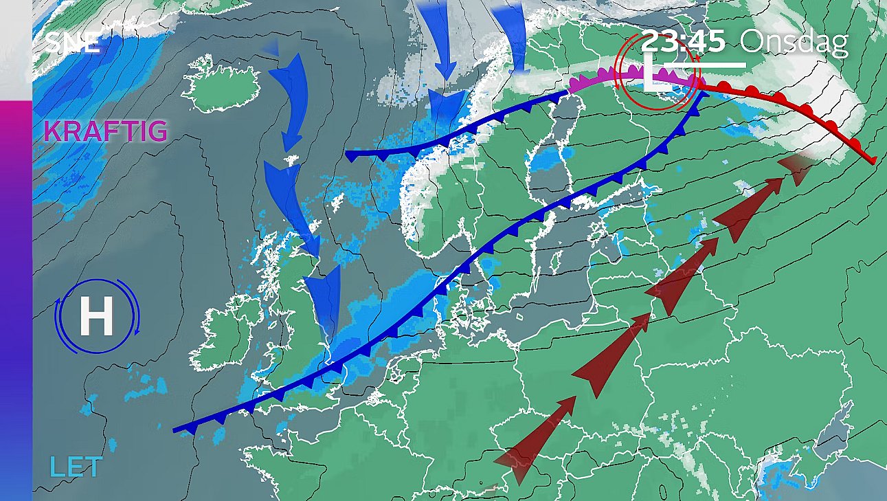 Prognose onsdag klokken 23.45.