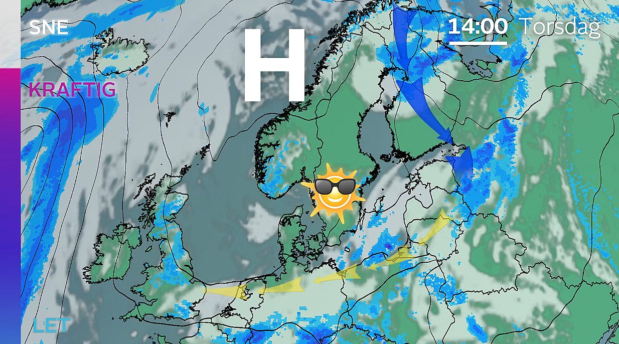 Prognose torsdag klokken 14.00.