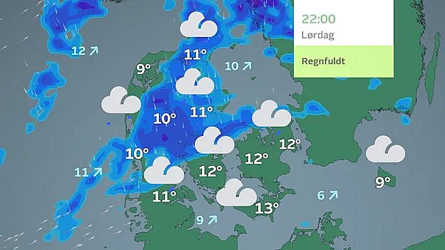 Prognose lørdag klokken 22.00.