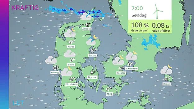 Radarbillede søndag klokken 7.