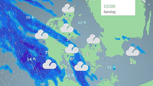 Prognose nytårsaftensdag klokken 15.