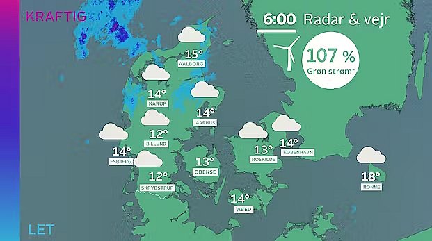 Radarbillede søndag klokken 06.