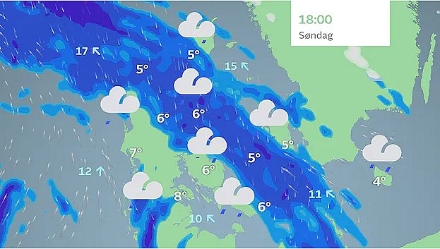 Prognose nytårsaftensdag klokken 18.