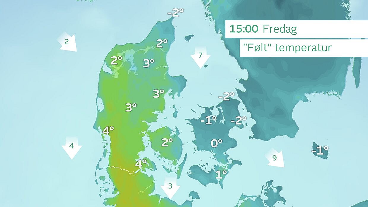 Den kolde vind fra nord vil få det til at føles som frost i den østlige del af landet. Foto: TV 2