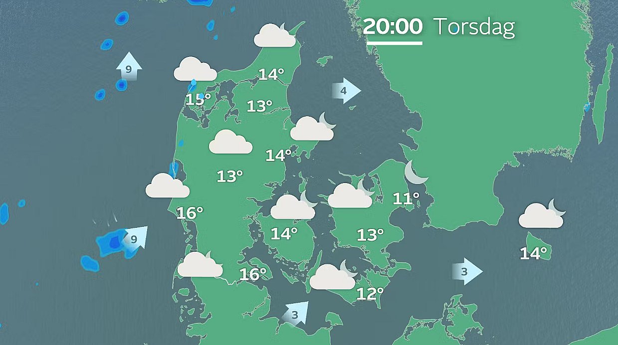 Prognose klokken 20.