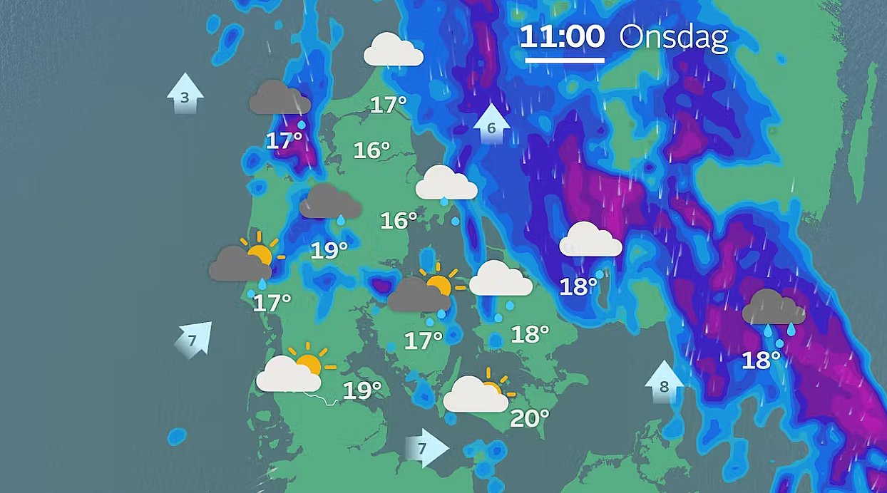 I løbet af formiddagen vil uvejret fortsat hænge over Nordjylland. Foto: TV2 Vejret