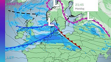 Prognose juledag klokken 21.45.