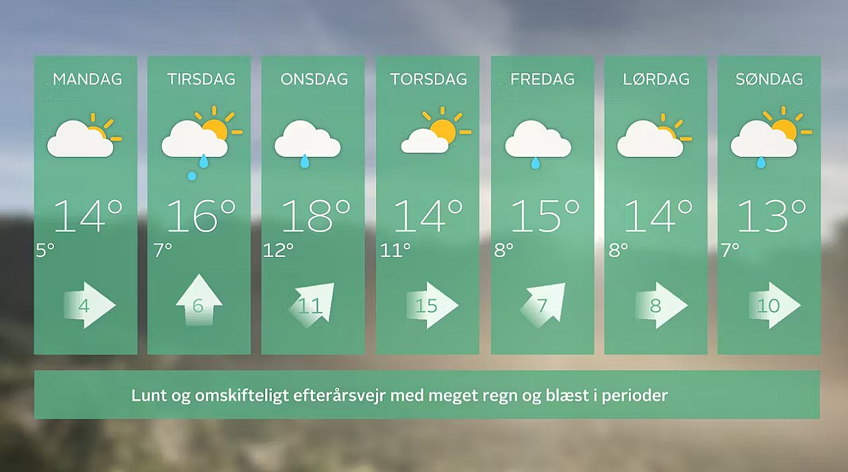 Syvdøgnsskema fra 9. til 15. oktober 2023.