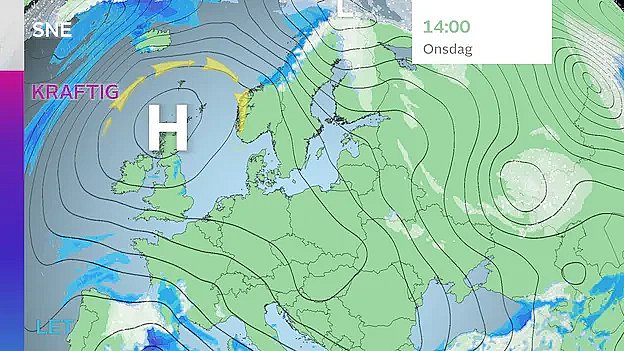 En smule lunere luft fra syd vil blive trukket med højtrykket rundt og møde Danmark i midten af næste uge.