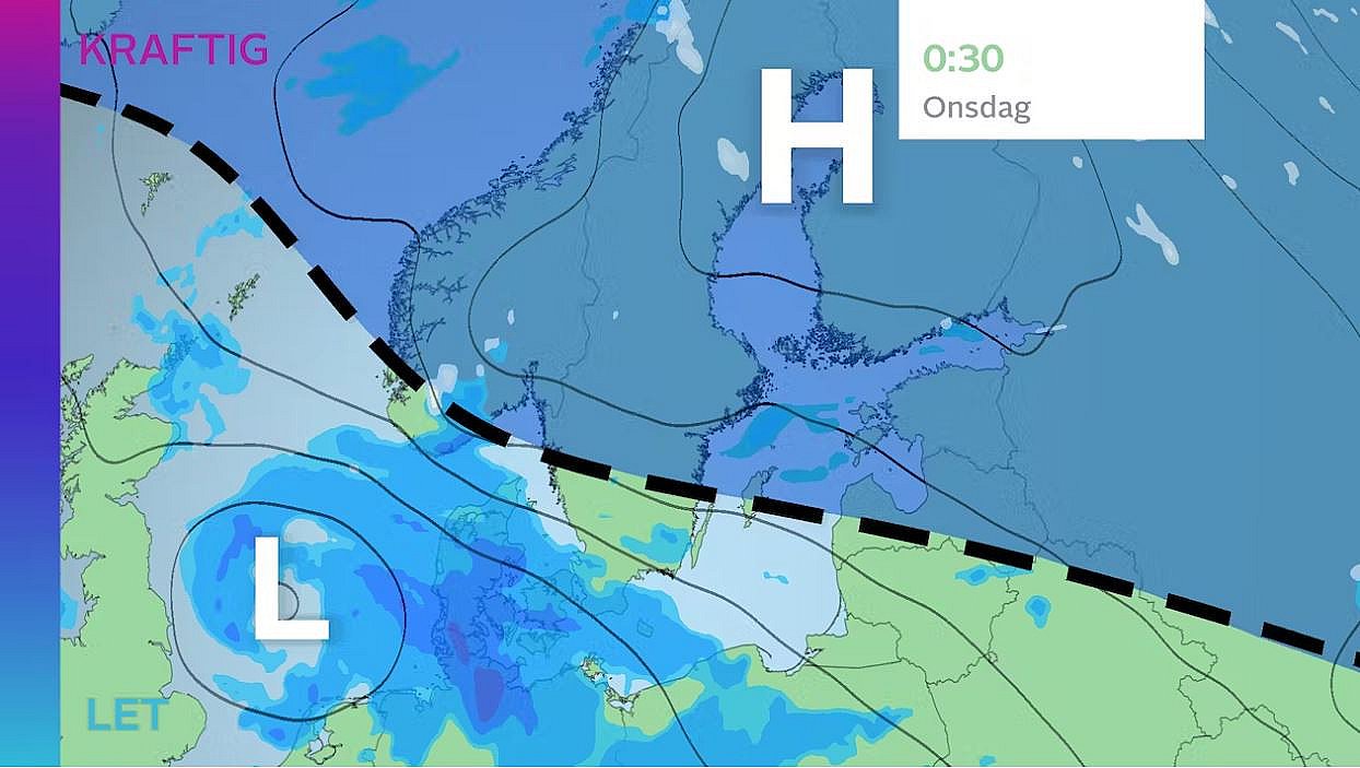 Højtryk og tung kold luft blokerer, så regnen går i stå over Danmark.