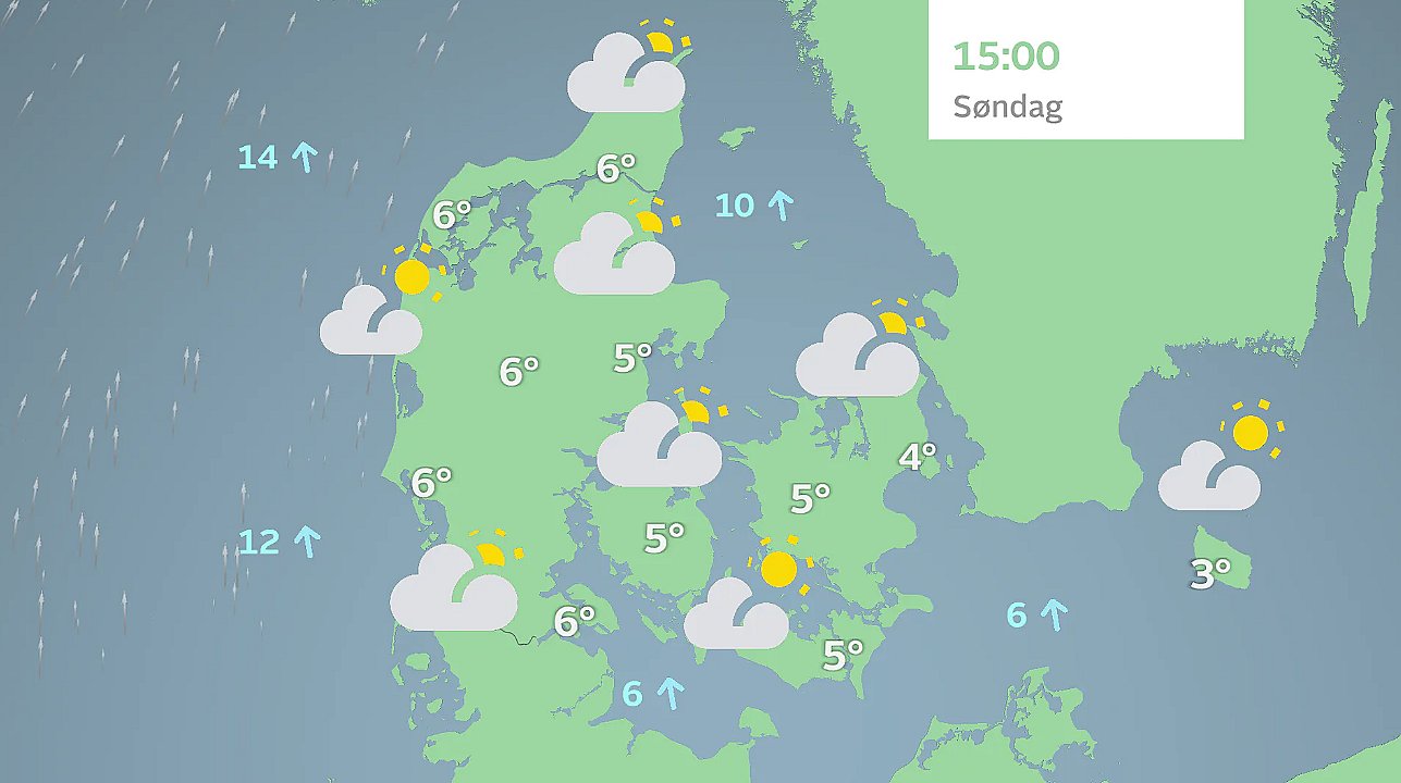 Prognose søndag klokken 15.00.