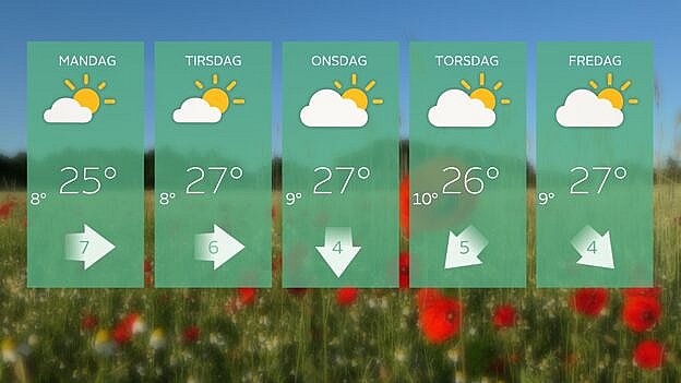 Ja, der er lidt skyer, men prøv lige at kigge på temperaturerne. Foto: TV 2