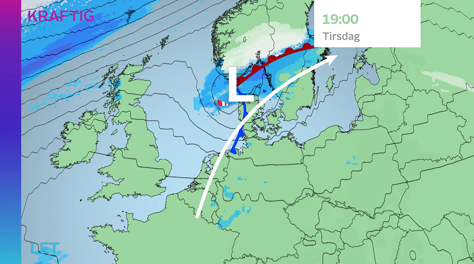 Prognose tirsdag klokken 19.00.