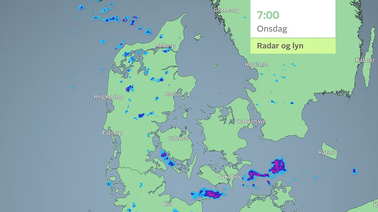 Radarbillede klokken 07.00.