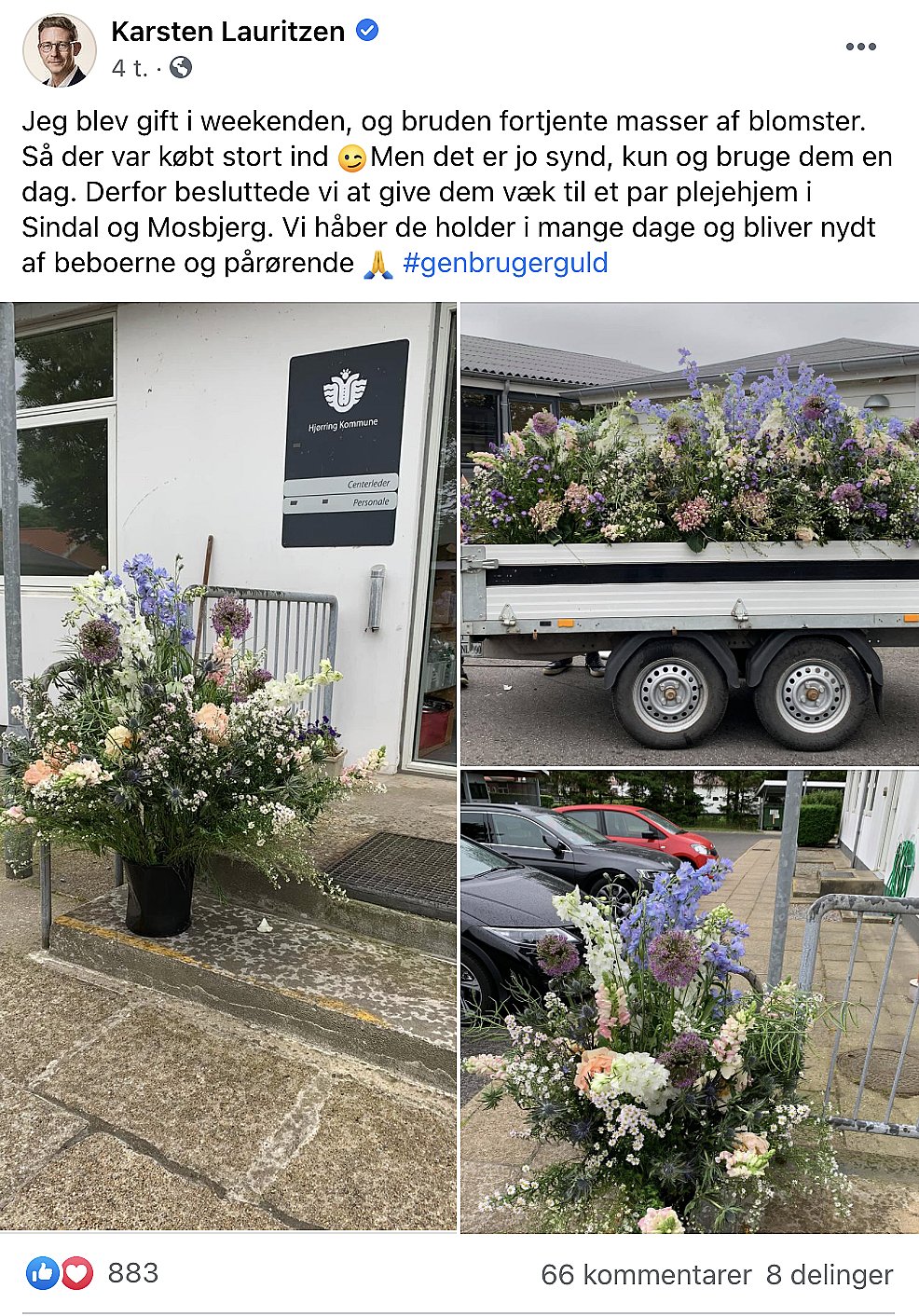 kedelig Ubestemt Tekstforfatter Plejehjem fik blomster fra politikers bryllup: - De er så smukke, vores  borgere glemmer deres sygdomme for en stund | TV2 Nord