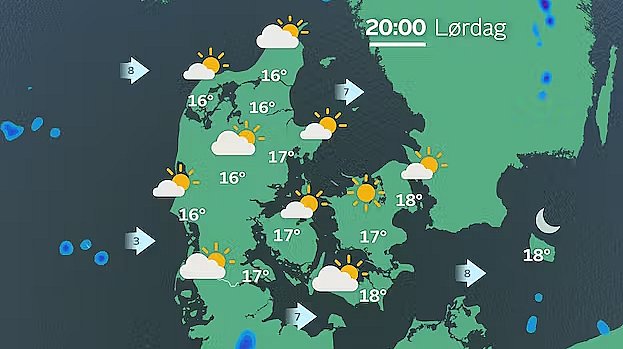 Flot aften med en del sol mange steder.