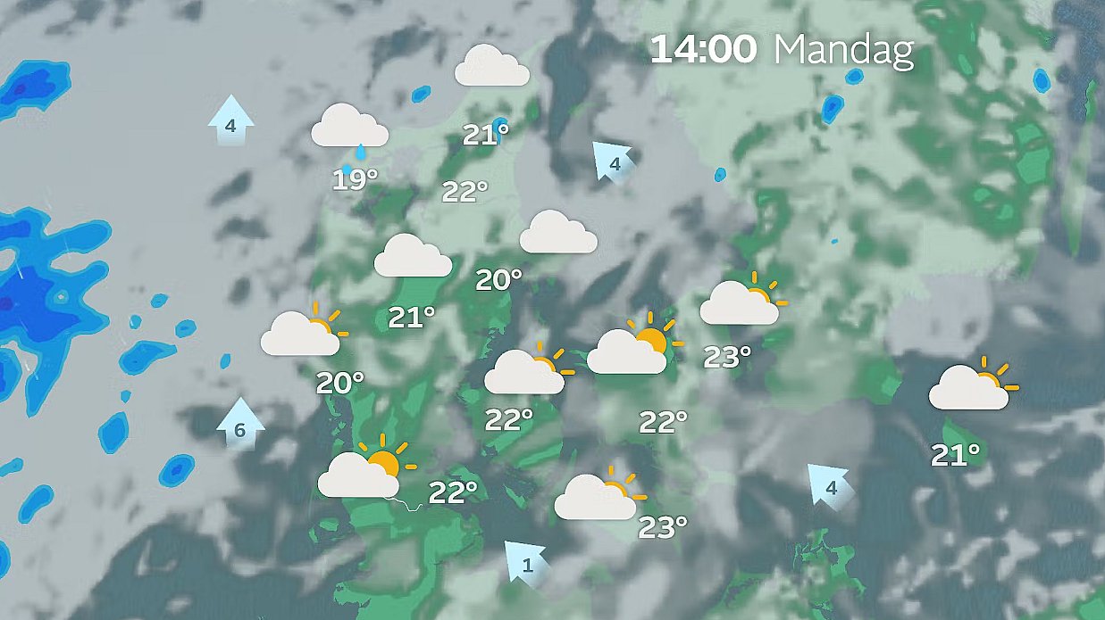 Prognose mandag klokken 14.00.