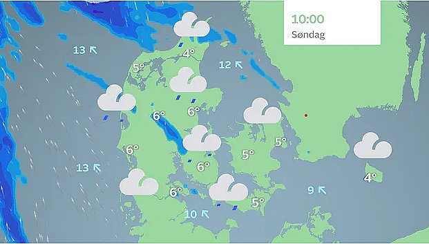 Prognose nytårsaftensdag klokken 10.