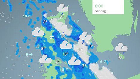 Prognose juleaftensdag klokken 08.00.